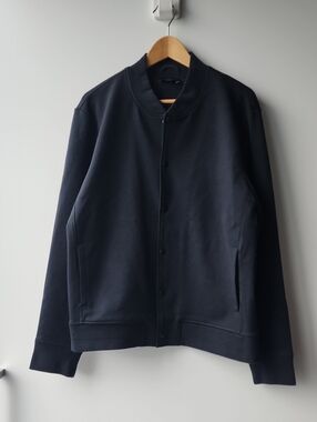 Vince Jersey Snap Button Up Bomber Jacket